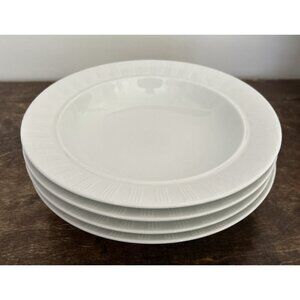 DANSK White Cafe Nouveau Rimmed Soup Cereal Pasta Bowls 9"  Set of 4